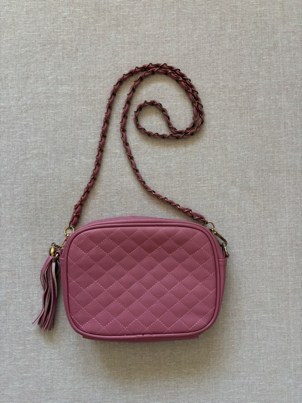 Charlotte Russe Y2K style pink quilted tassel purse bag